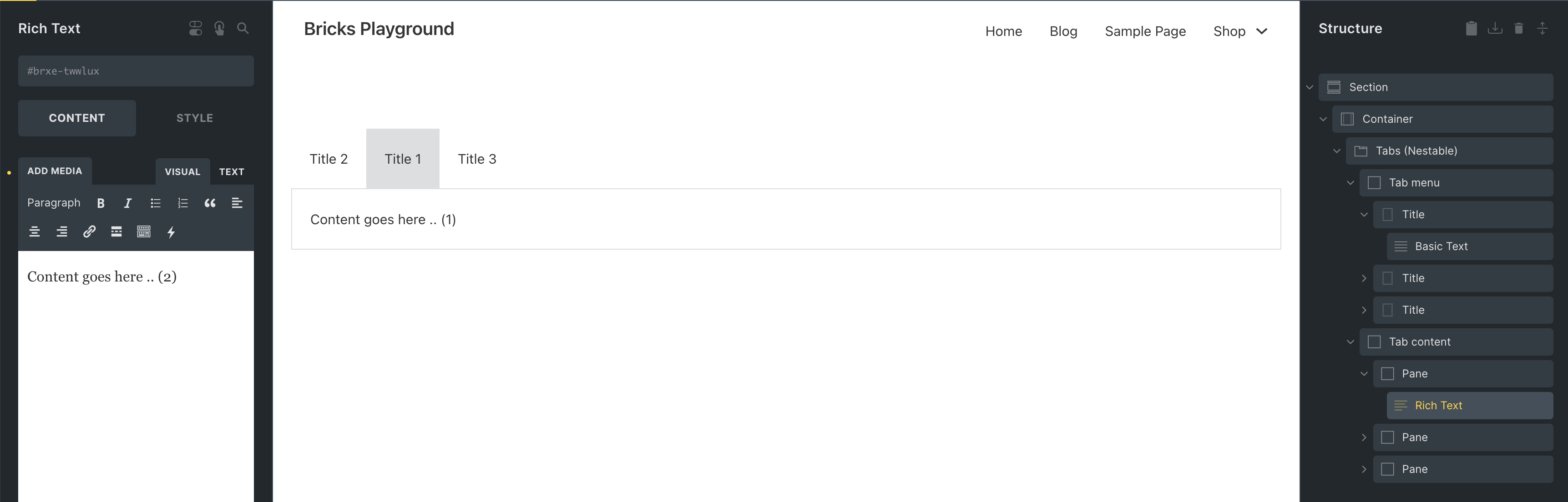 Setting Active Tab in Bricks' Tabs (Nestable) Element - BricksLabs