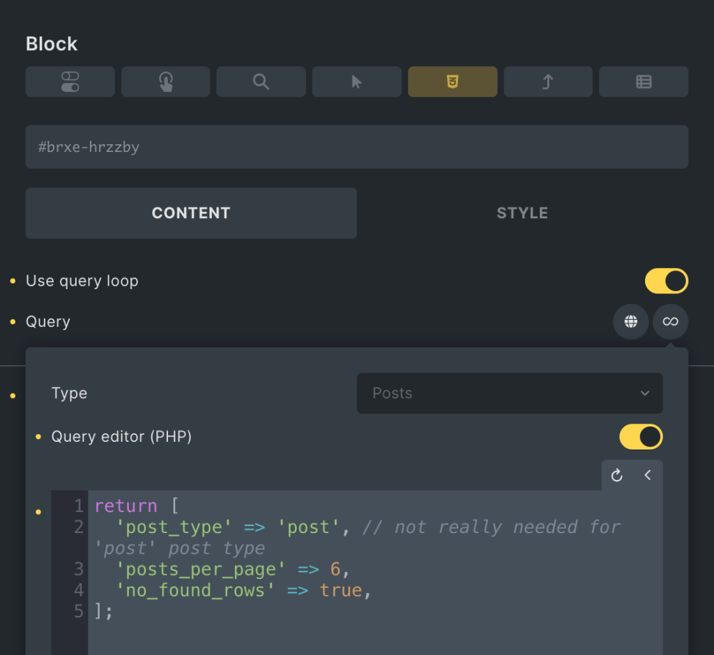 Bricks single mode - Limiting the number of posts to 1 in the editor ...