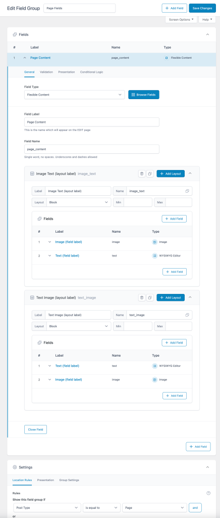 Sub Field Roo Layout ACF Flexible Content Field - Layout Labels and Sub Field Labels ...