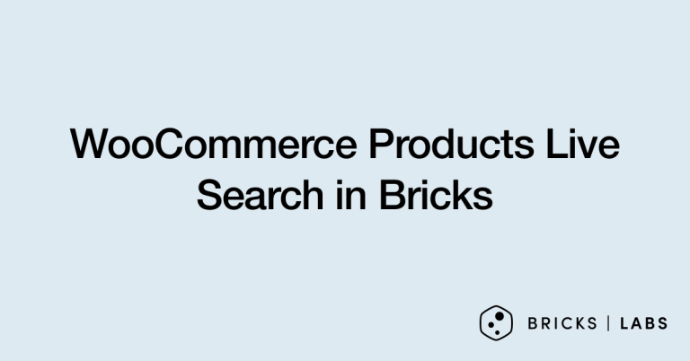 WooCommerce Products Live Search in Bricks